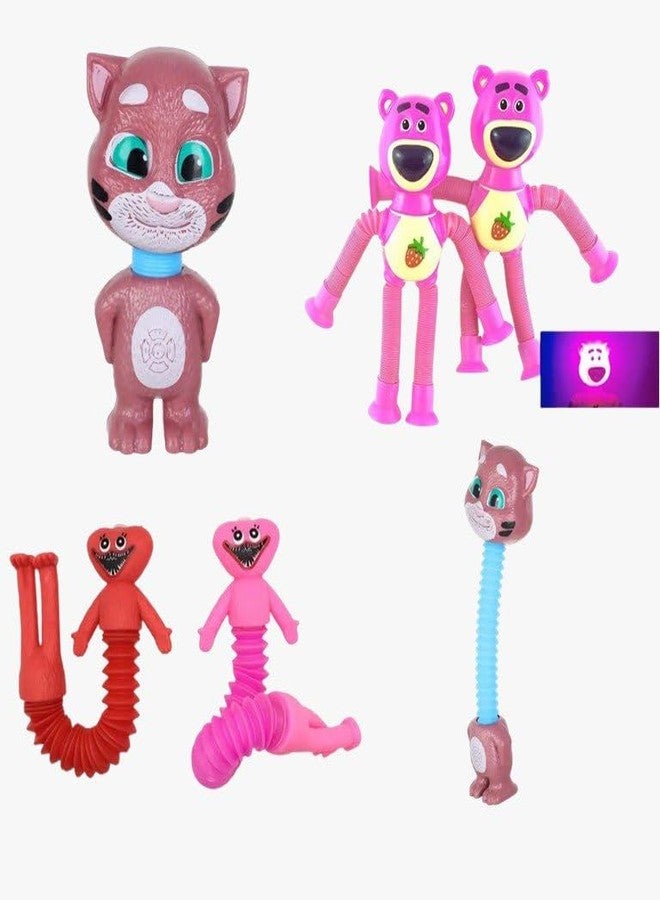 Samip Pop Tubes, Robotics Fidget Tubes Toddler Sensory Toys, Stimulating Creative Gifts, Suction Cup pop Tube Robot Toy, Autism Sensory Toys, Fidget Toys, LED Robot Giraffe Toy (Pack of 3, Taddy) - Image 4